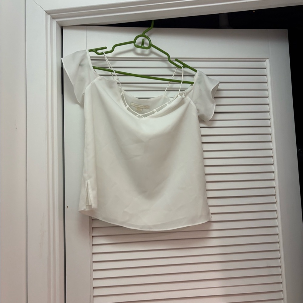 cooper & ella White Cold-Shoulder V-Neck Camisole